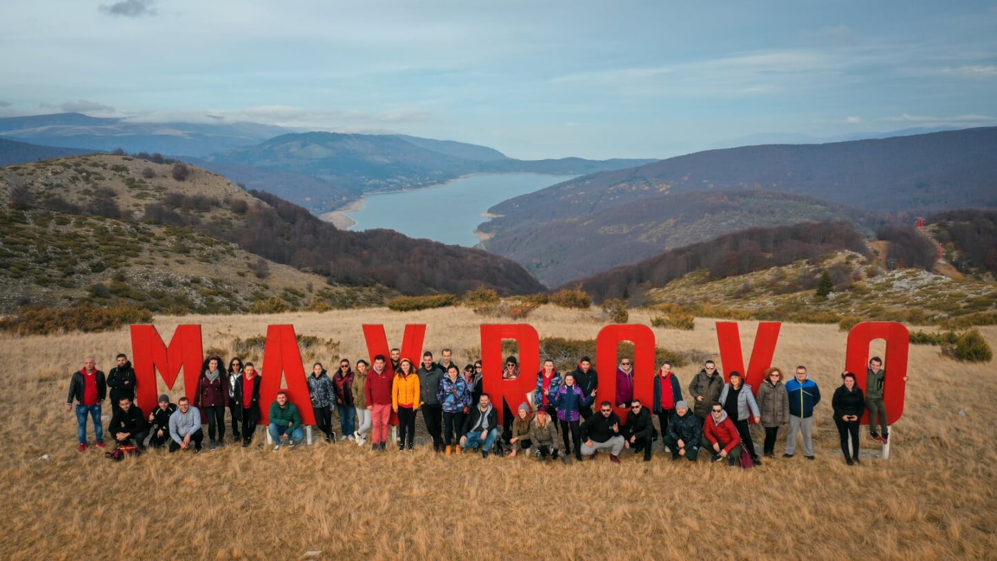 Group photo of the team building in Mavrovo