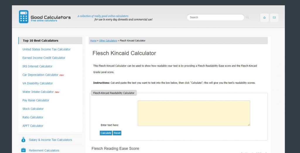 Flesch-Kincaid Score Calculator Free Writing Tools