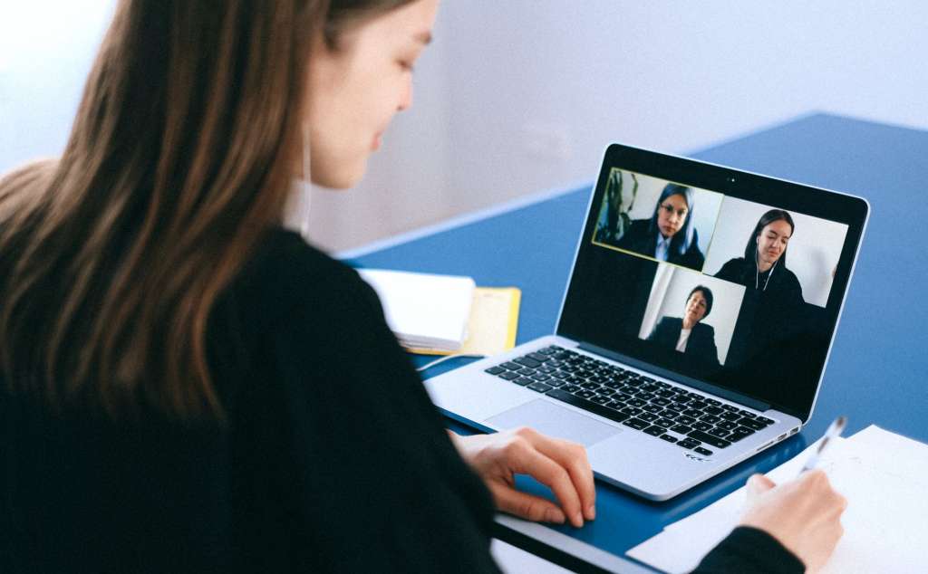 Woman having online meeting with the remote agile teams