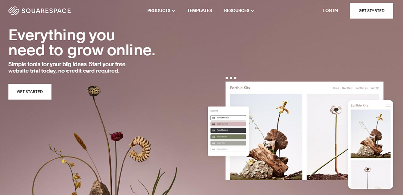 Squarespace website builder 
homepage screenshot